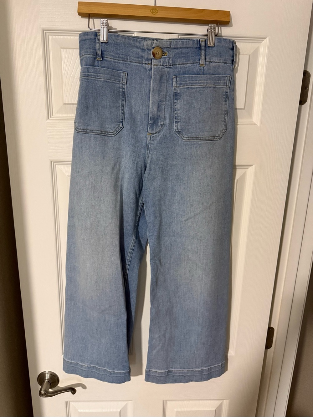 Anthropologie Maeve Colette Light Blue Wide-Leg High-Rise Cropped Ankle Jeans